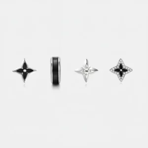 S925 Sterling Silver Four-Leaf Clover and Spike Stud Earring Collection