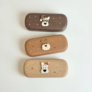 Westie Rhinestone Wood-Look Hard Eyeglasses Case