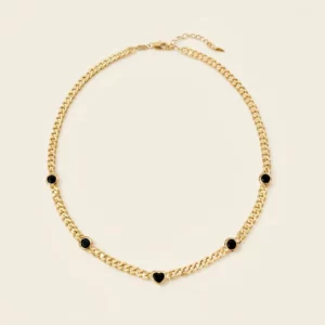 Agate Heart Station Chain Necklace