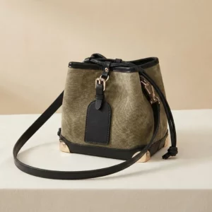 Canvas Contrast Trim Bucket Crossbody Bag