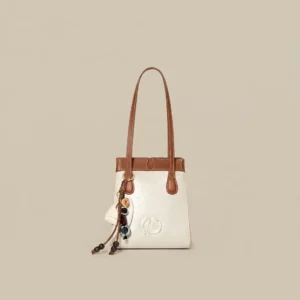 Convertible Foldover Tote Shoulder Bag with Charm Detail