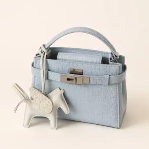 Croc-Texture Top Handle Bag with Adjustable Strap & Compact Storage