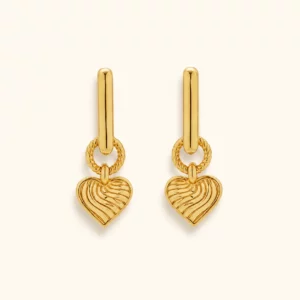 Detachable Heart Charm Hoop Earrings