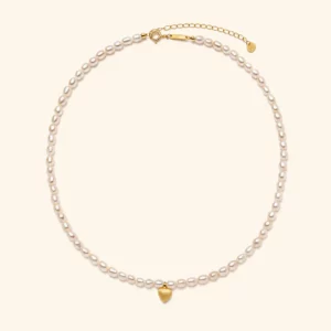 Freshwater Pearl Heart Charm Necklace