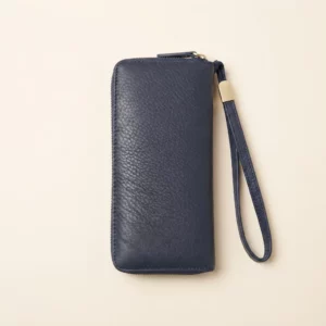 Genuine Leather Zip-Around Wristlet Wallet