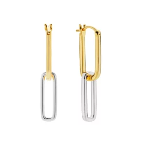 Geometric Link Drop Earrings with Polished Finish & Lightweight Design