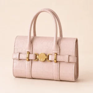 Glossy Croc-Embossed Mini Top Handle Bag