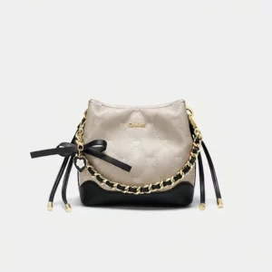 Heart Quilted Chain Handle Bucket Crossbody Bag