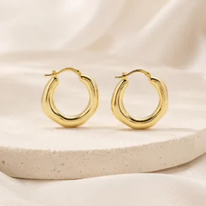 Irregular Hoop Earrings with 18K Gold-Plated Finish & Lightweight Design