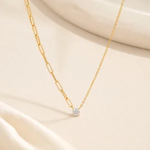 Mixed Chain Crystal Pendant Necklace