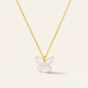 Mother-of-Pearl Butterfly Pendant Necklace