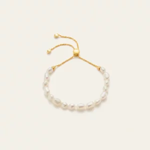 Natural Freshwater Pearl Bracelet with Adjustable Slider Chain & Irregular Pearls