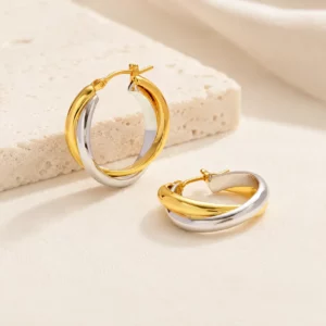 Oversized Crossed Hoop Earrings