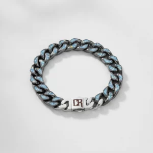 Patterned Inlay Cuban Link Chain Bracelet