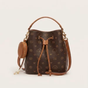 Puppy Print Bucket Shoulder Crossbody Bag