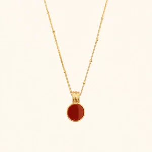 Red Agate Round Pendant Necklace
