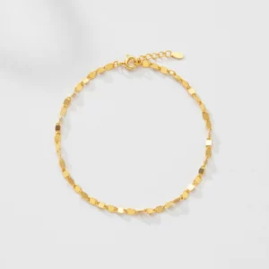 Shimmer Chain Bracelet with 18K Gold Plating & Adjustable Fit