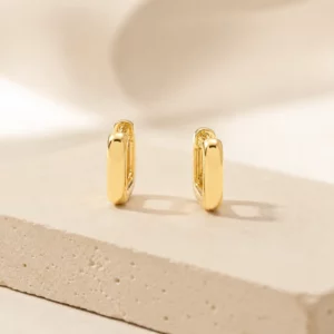 Square Hoop Earrings with 18K Gold-Plated Finish & Lightweight Design