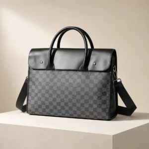 Structured PU 14-Inch Laptop Messenger Bag with Top Handles