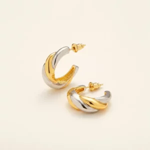 Two-Tone Twisted Hoop Earrings