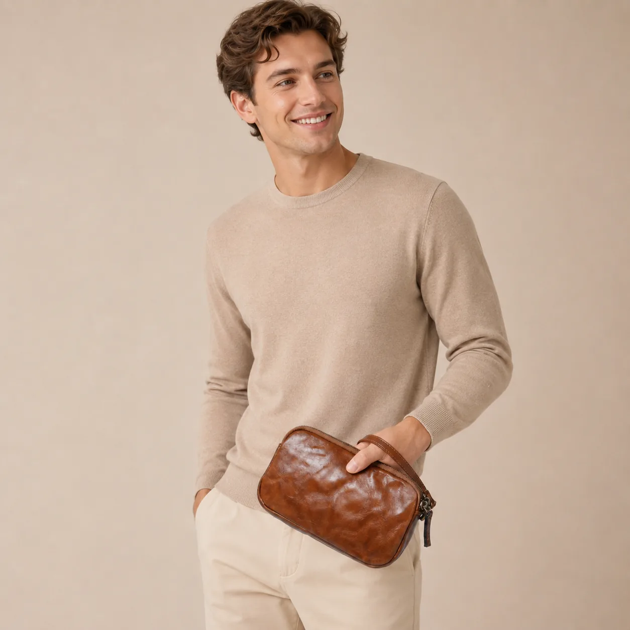 Vintage Brown Cow Leather Zip Pouch Wallet - Image 5