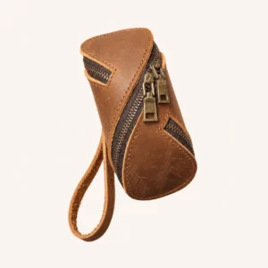 Vintage Top-Grain Leather Coin Purse with Clip Strap