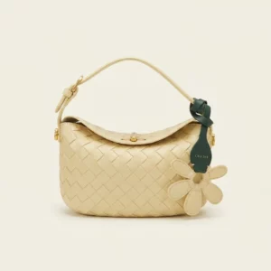 Woven Embossed Crescent Shoulder Bag