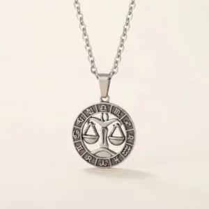 12 Zodiac Sign Stainless Steel Medallion Pendant