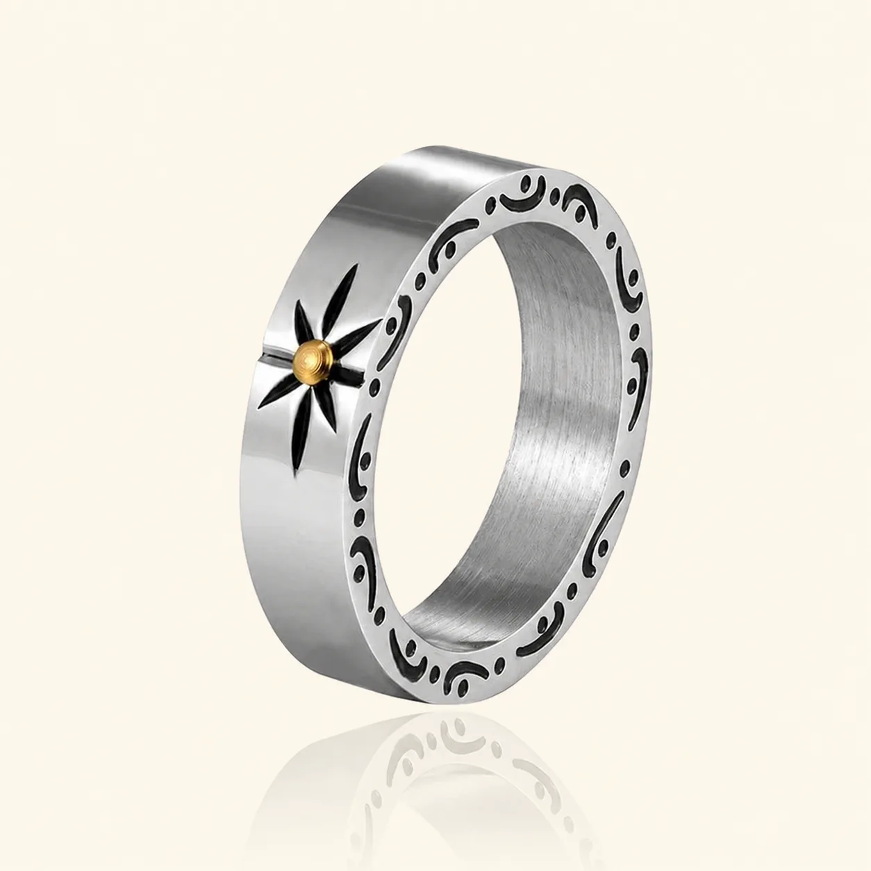316 Stainless Steel 5mm Eight-Point Star Band Ring - Image 2