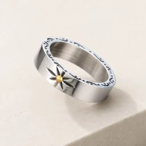 316 Stainless Steel 5mm Eight-Point Star Band Ring