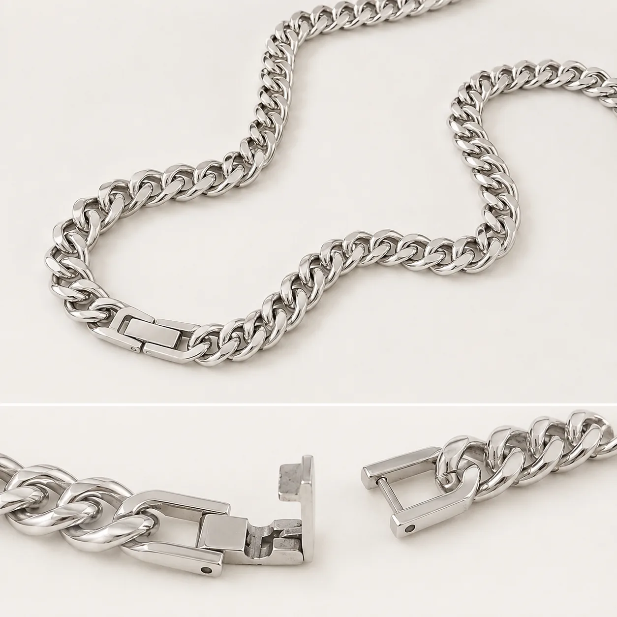 8mm Polished Cuban Link Chain Necklace - Image 5