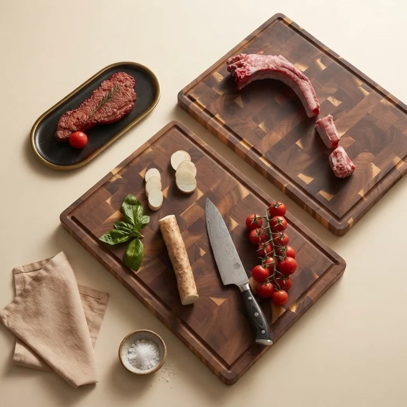 Acacia Wood Reversible Cutting Board with Juice Groove - Image 4