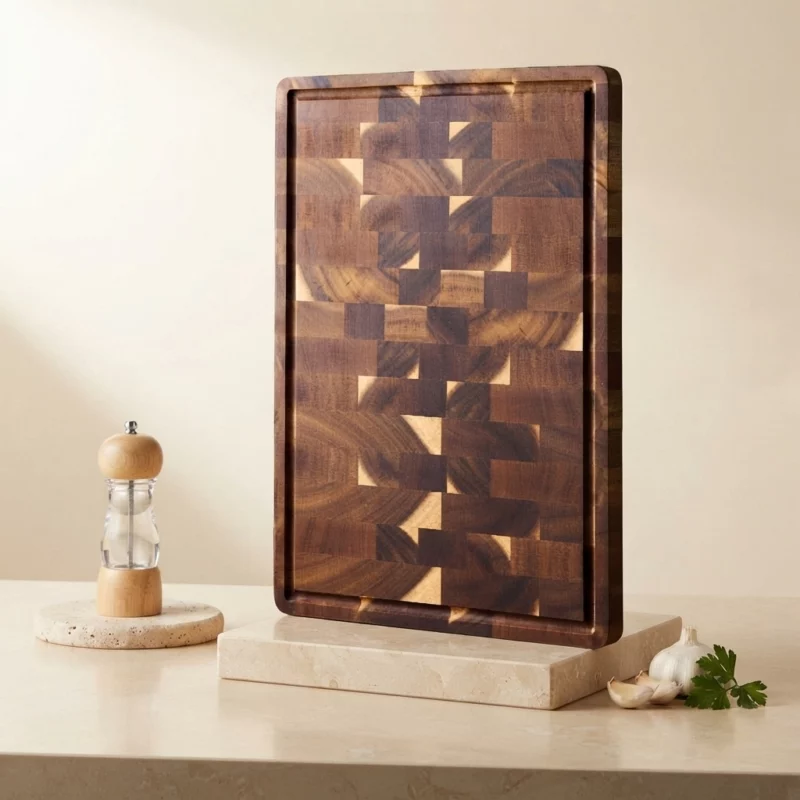 Acacia Wood Reversible Cutting Board with Juice Groove - Image 2