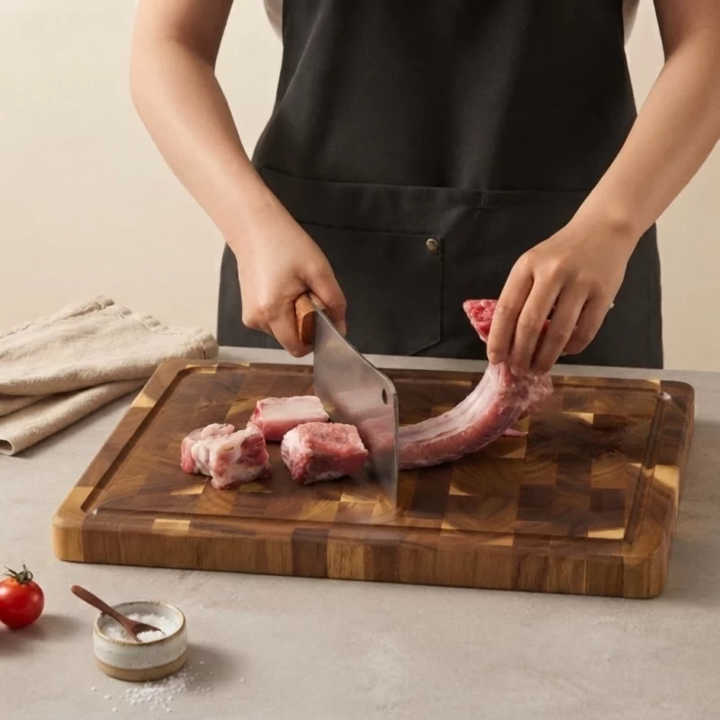 Acacia Wood Reversible Cutting Board with Juice Groove - Image 3