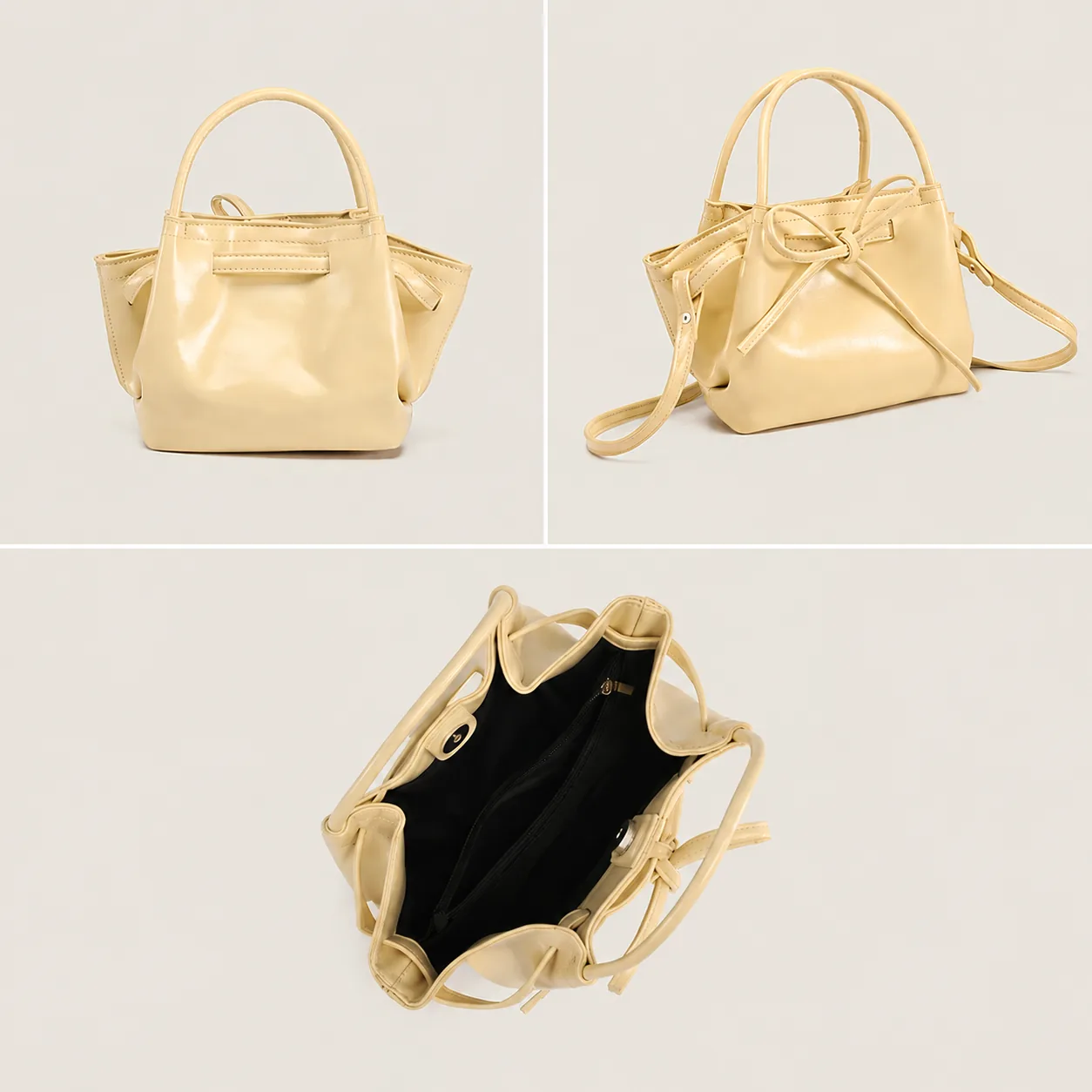 Bow Detail PU Mini Bucket Bag - Image 6