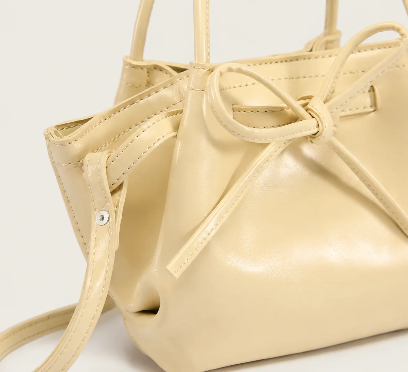 Bow Detail PU Mini Bucket Bag - Image 5