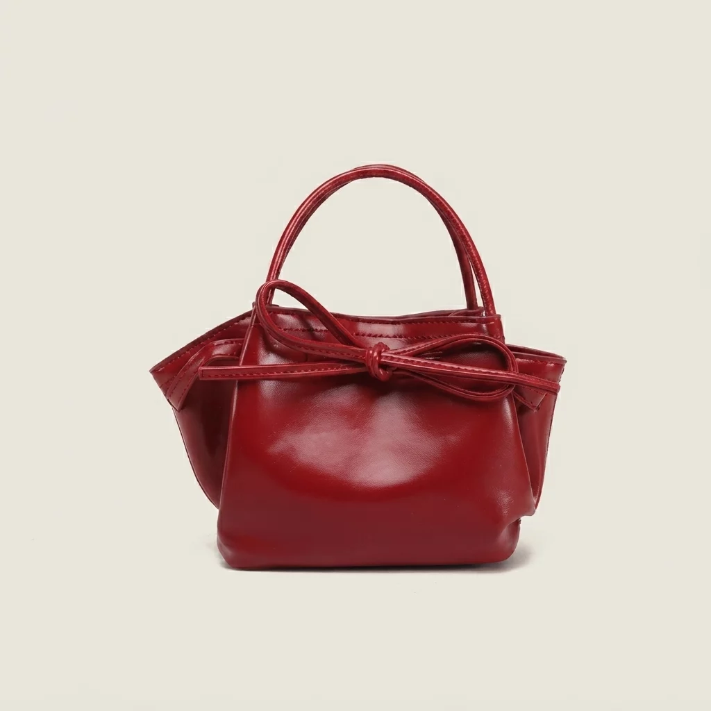 Bow Detail PU Mini Bucket Bag - Image 3