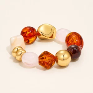 Chunky Resin Bead Bracelet with Gold-Plated Accents