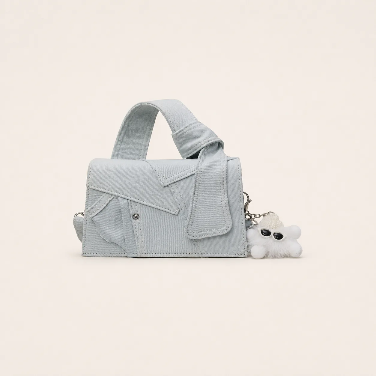 Color-Block Mini Top Handle Crossbody Bag with Charm - Image 3