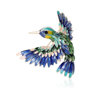 Colorful Enamel Flying Hummingbird Brooch Pin
