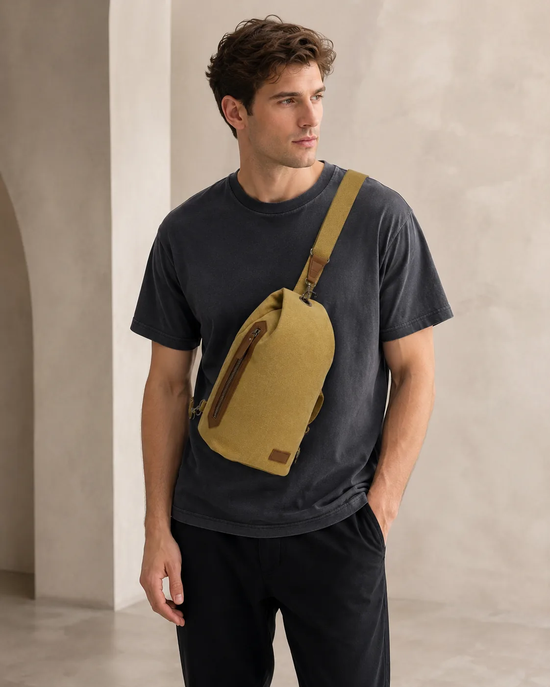 Convertible Canvas Sling Backpack with Adjustable Strap - Image 6