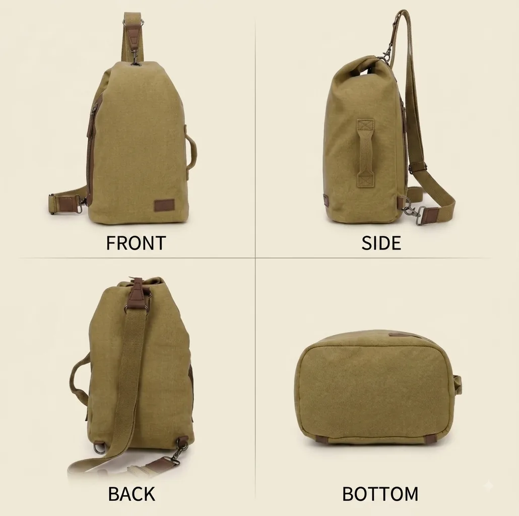Convertible Canvas Sling Backpack with Adjustable Strap - Image 4