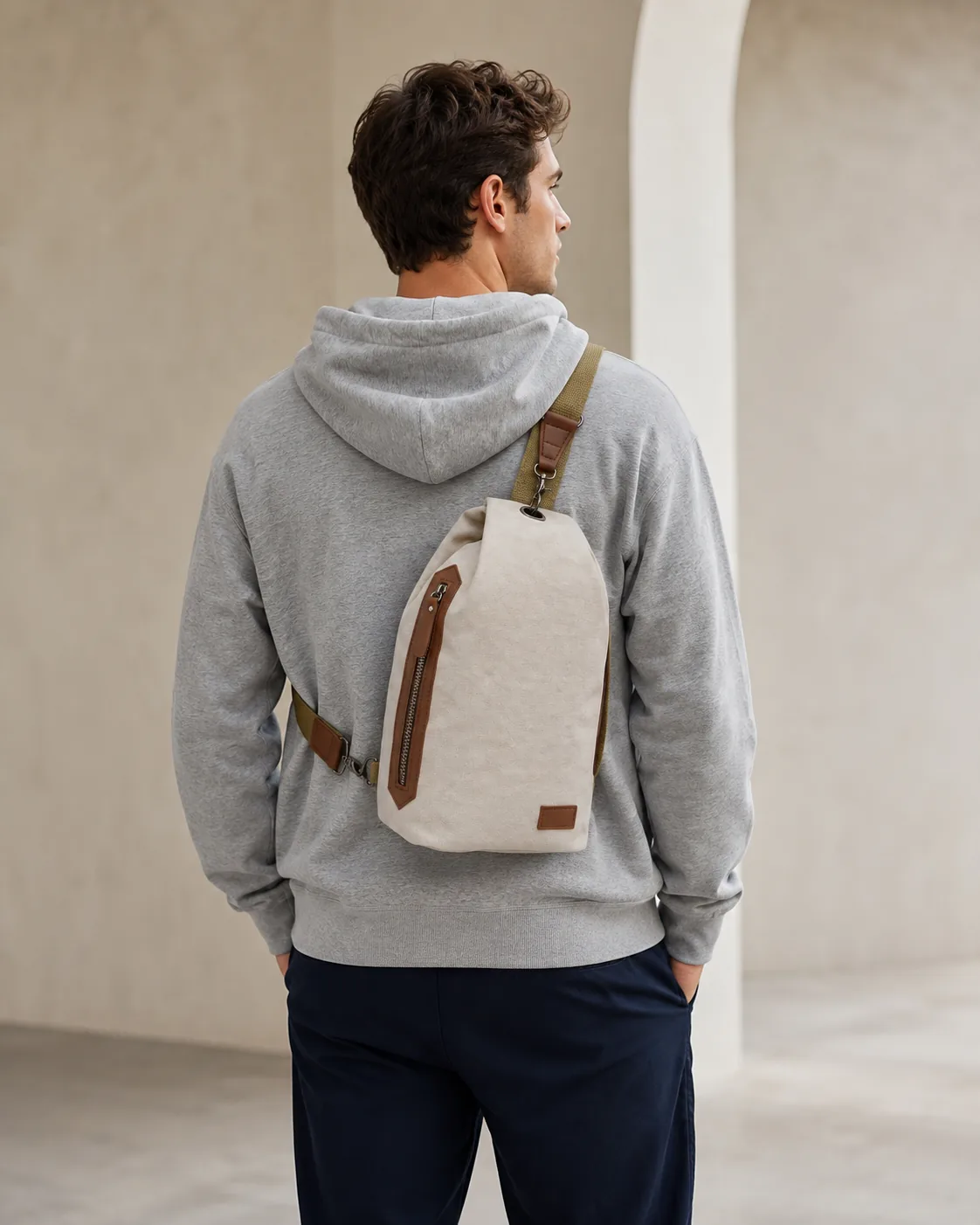 Convertible Canvas Sling Backpack with Adjustable Strap - Image 7