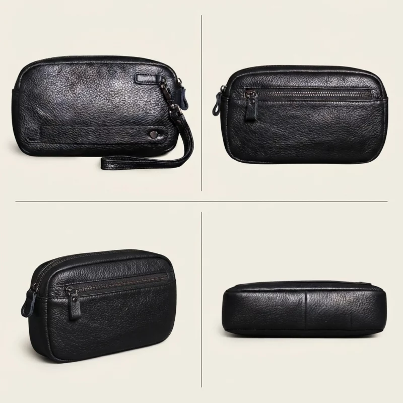 Cowhide Leather Wristlet Wallet Clutch - Image 5