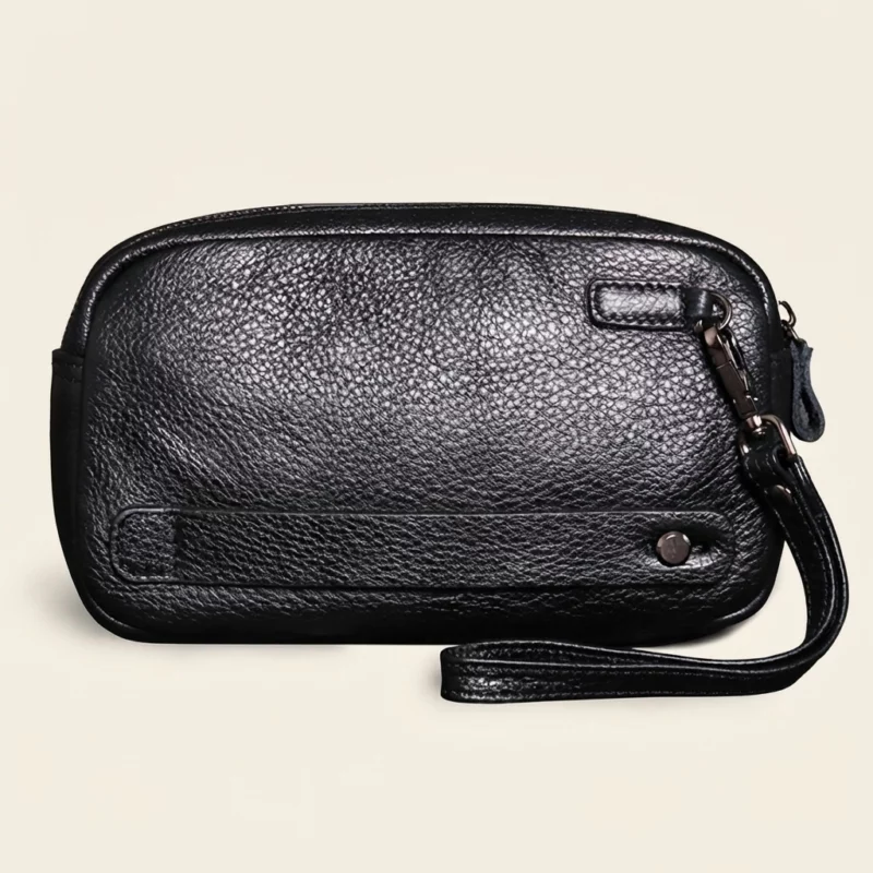 Cowhide Leather Wristlet Wallet Clutch
