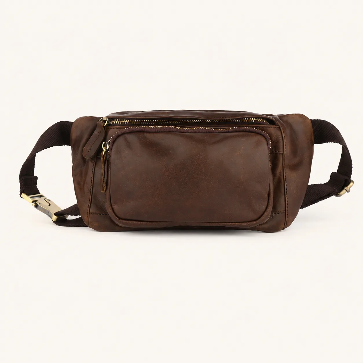 Crazy Horse-Style Top-Grain Cowhide Leather Waist & Crossbody Bag - Image 2