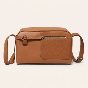 Dual-Texture Top-Layer Cowhide Leather Crossbody Bag
