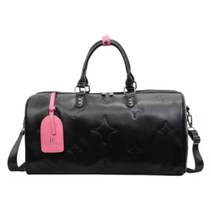 Embossed Faux Leather Travel Duffel Bag with Shoulder Strap
