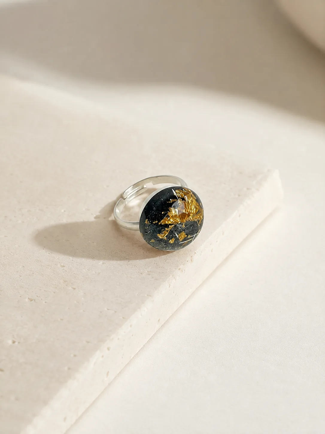 Gold-Fleck Acetate Adjustable Statement Ring