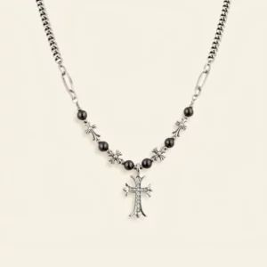 Gothic Black Bead Chain Necklace